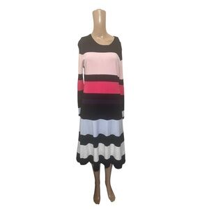 Eliza J Multicolor Striped Long Sleeve Dress